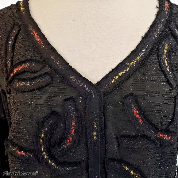 Lecoanet Hemant Paris 100% Silk Black Swirl Embroidered Crop Evening Jacket 44 M - Picture 5 of 13